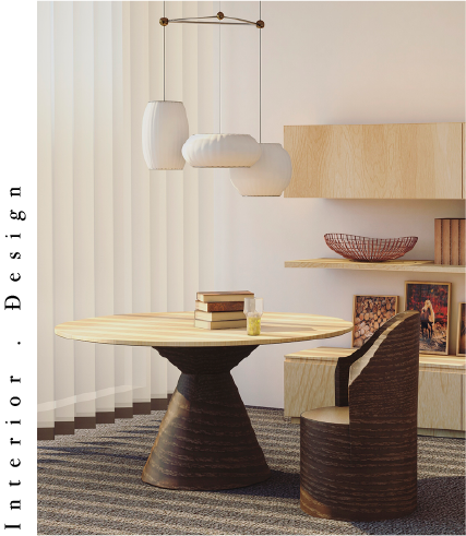 mesa de comedor junto a un asiento, elaborados en madera